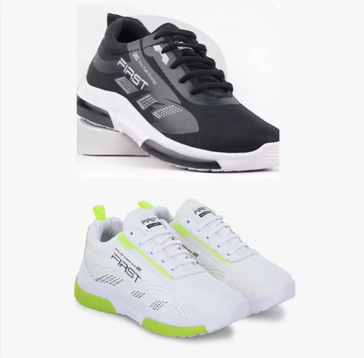 Sports Shoes for Men (Pack of 2) (White & Black, 6)