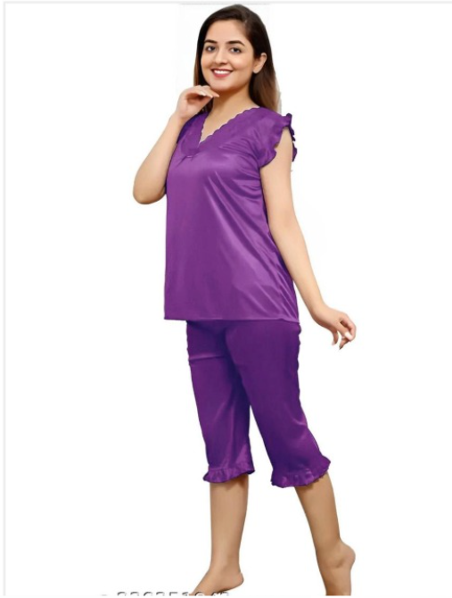 Women Night Suit (Purple, S)