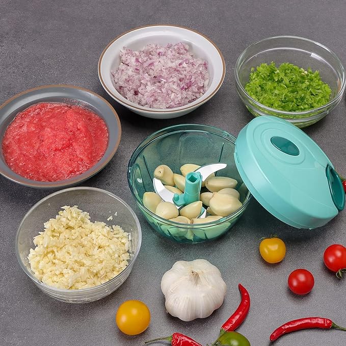 Vegetable Chopper for Kitchen, Onion Chopper, Onion Cutter, Vegetable Cutter for Kitchen (Multicolor) (500ml - 3 Blades)