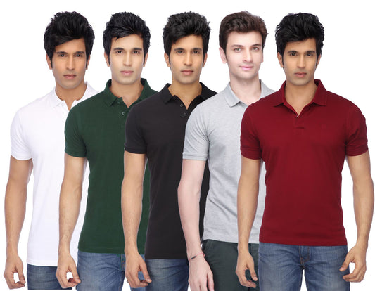 Ketex Cotton Blend Half Sleeves Polo Tshirt (Pack of 5)