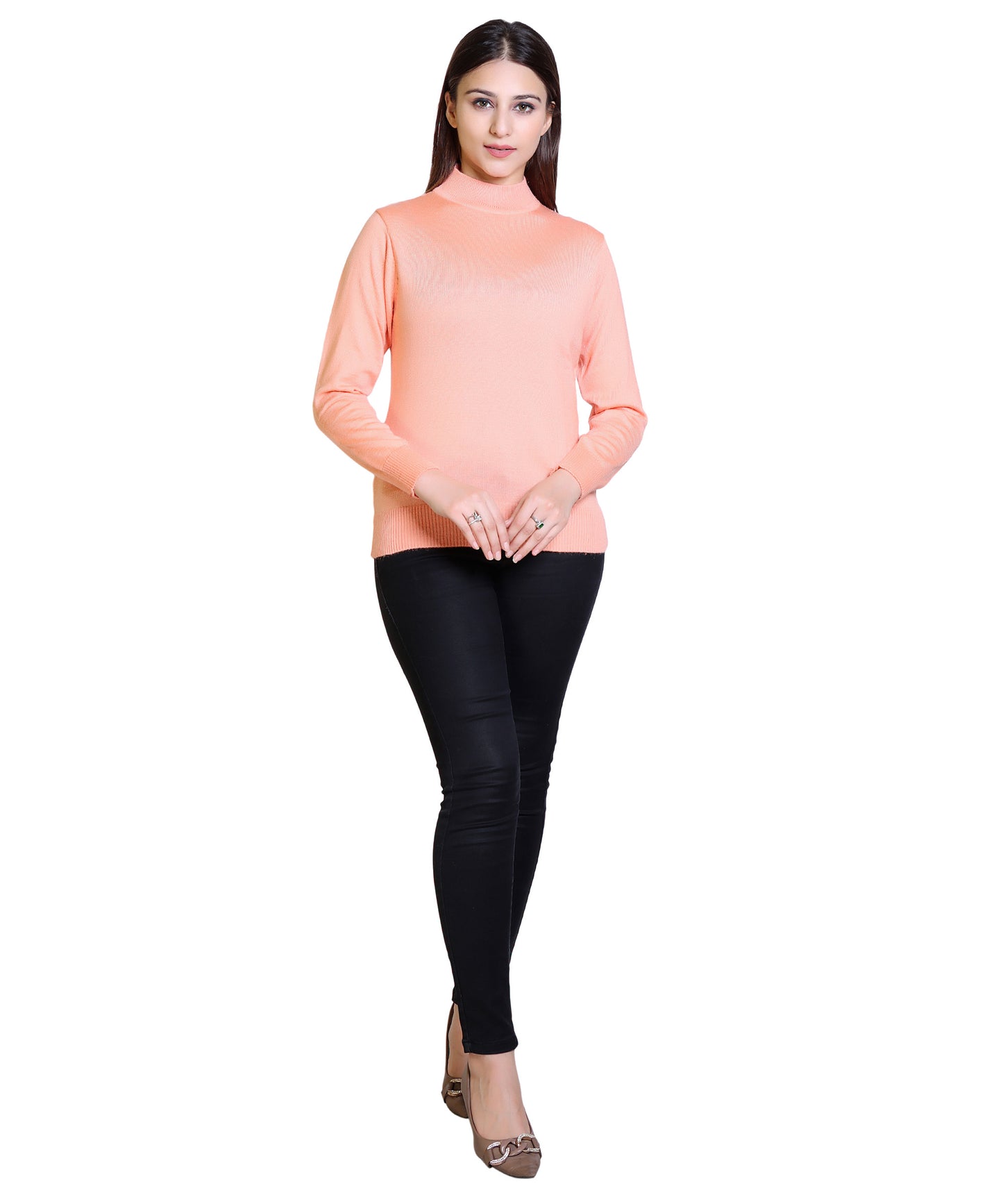 Women's Solid Woolen Full Sleeves Sweater