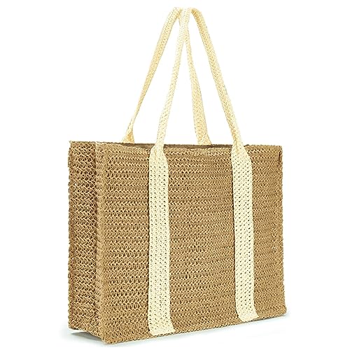 Vipost Straw Beach Tote Bag for Women Large Green Summer Woven Straw Bag Lightweight Sturdy Shoulder Handbags for Travel,Vacation