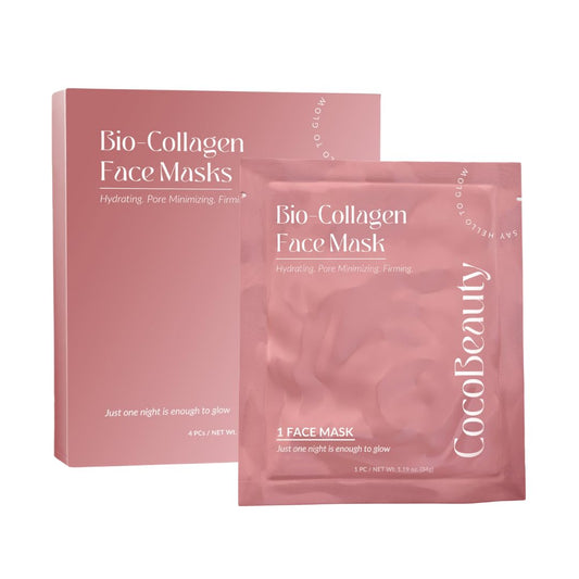 COCOBEAUTY Bio Collagen Face Mask – Hydrating & Anti-Aging Korean Collagen Sheet Masks, Deep Hydration, Smooths Fine Lines, Overnight Face Mask for Radiant Skin (4 pcs)