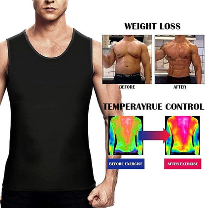 Sweat Shaper Men?s Premium Slimming Shapewear Workout Sauna Tank Top Vest for Gym Sports ( Black )