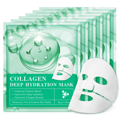 Collagen Deep Overnight Mask- Collagen Hydrating Sheet Masks, Anti Wrinkle Lifting Face Mask for All Skin Types - Restores Elasticity, moisturizing & Firmness - Night Hydrogel Wrapping Mask (Skin)