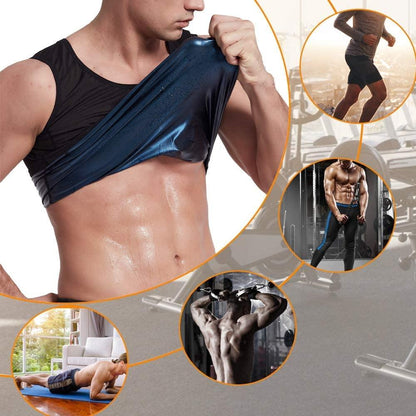 Sweat Shaper Men?s Premium Slimming Shapewear Workout Sauna Tank Top Vest for Gym Sports ( Black )