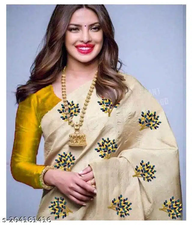 Jacquard Saree For Women (Off White, 6.3m)