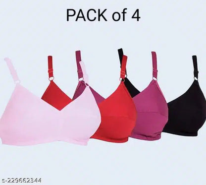 Cotton Bras for Women (Multicolor, 28A) (Pack of 4)