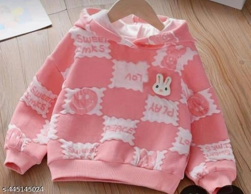 Cotton Blend Printed Hoodie for Girls (Pink, 0-1 Years)