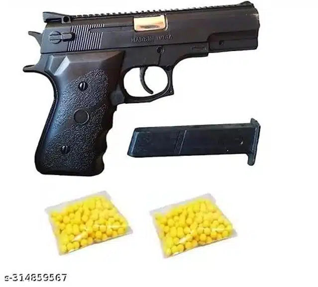 Toy Gun with Plastic Bullets (Black & Yellow, Set of 1)